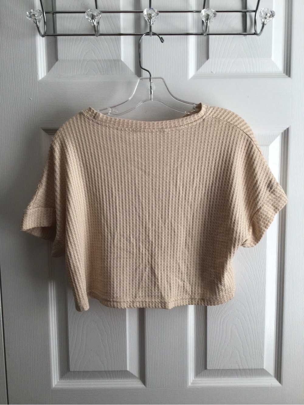 SHEIN Beige Waffle Knit Crop Top